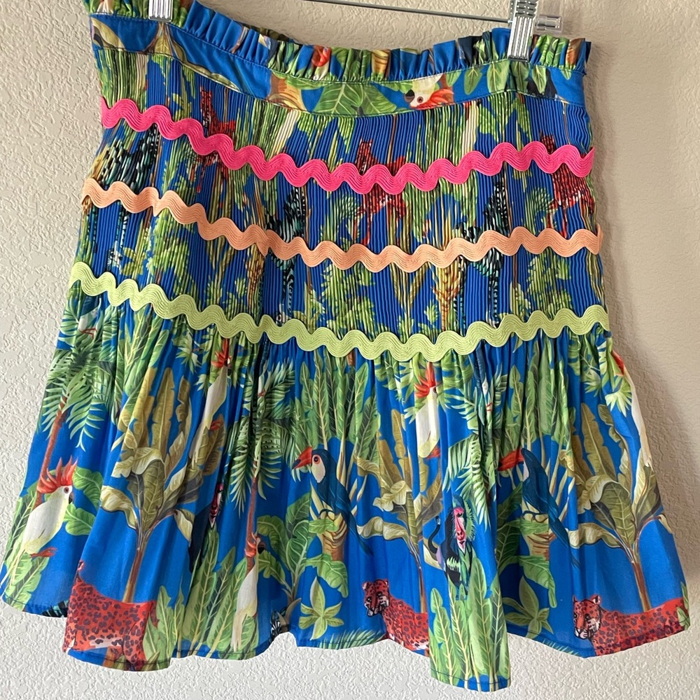 entro Tropical Blue Circle Skater Skirt with Neon Trim